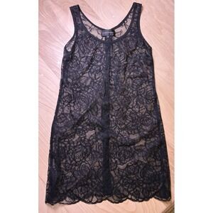 Corey Lynn Calter Black Floral Lace Sheer Mini Dress Whimsygoth Silk Trim Size 6